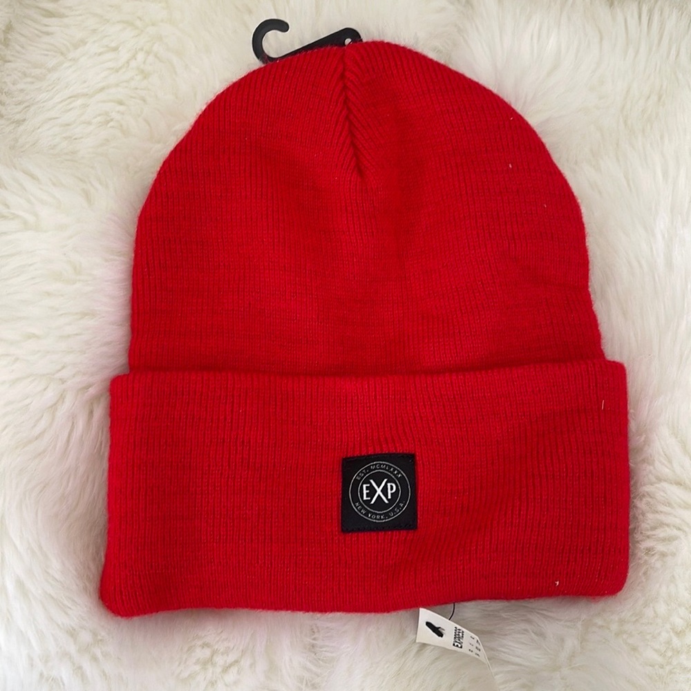 NEW Express men’s red casual winter beanie hat one size